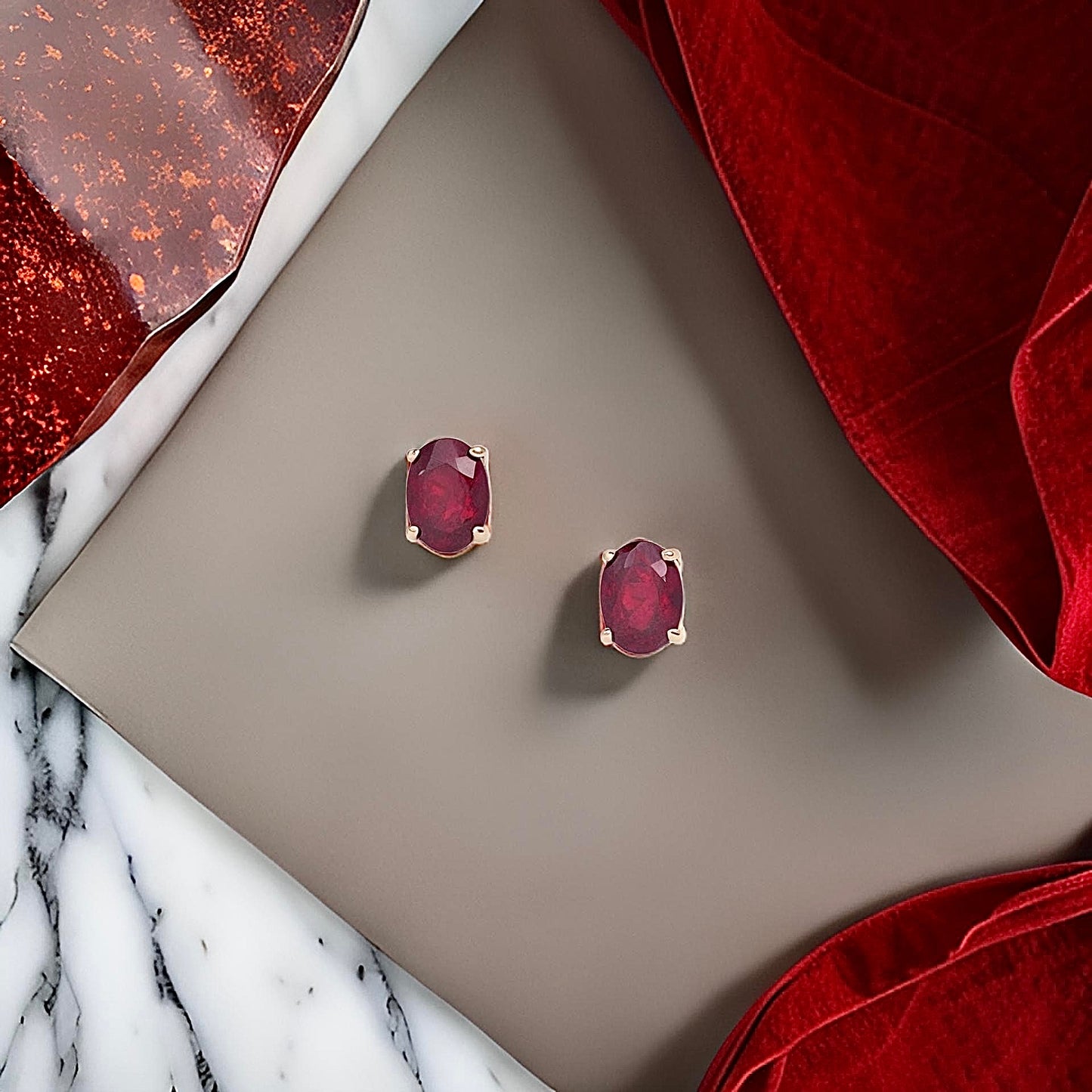Natural Ruby Stud Earrings 14k Yellow Gold 2 TCW Certified $1,290 311044