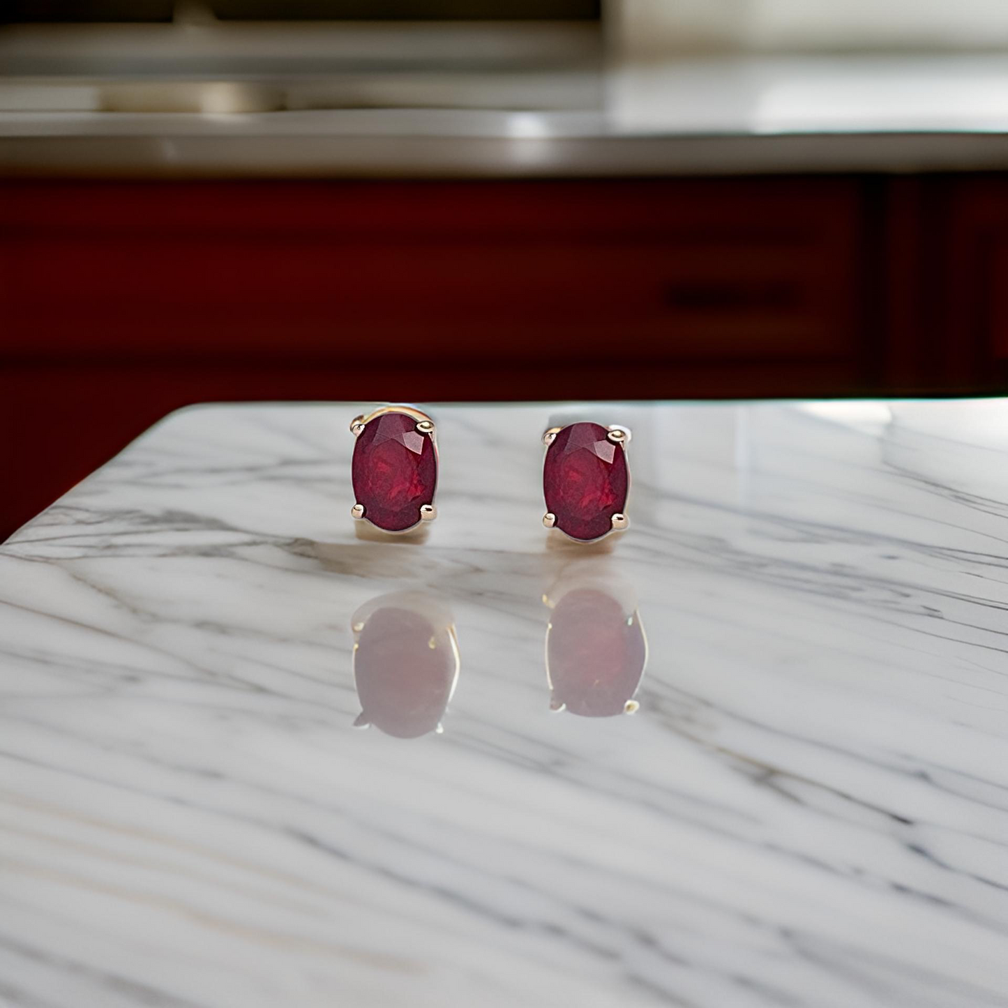 Natural Ruby Stud Earrings 14k Yellow Gold 2 TCW Certified $1,290 311044
