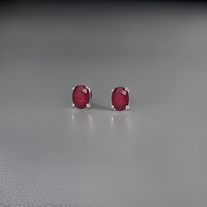 Natural Ruby Stud Earrings 14k Yellow Gold 2 TCW Certified $1,290 311044