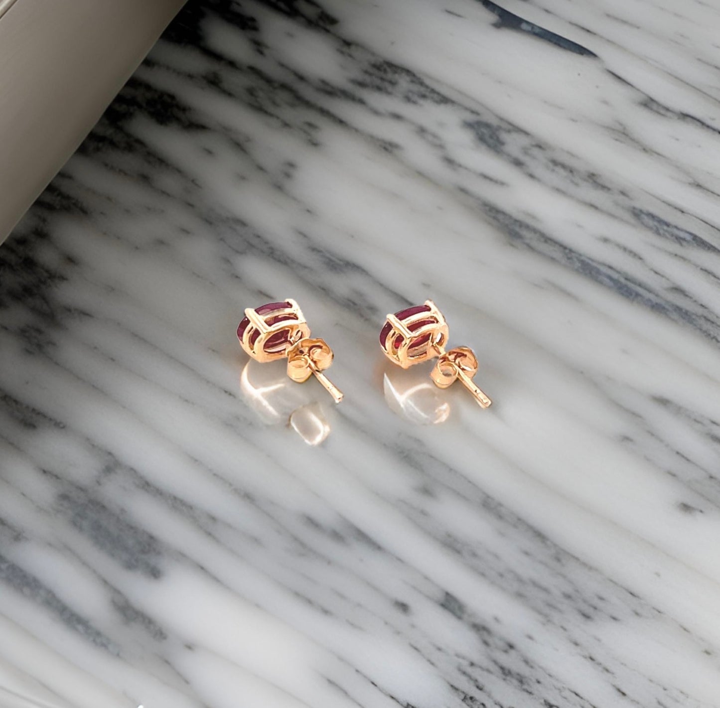 Natural Ruby Stud Earrings 14k Yellow Gold 2 TCW Certified $1,290 311044