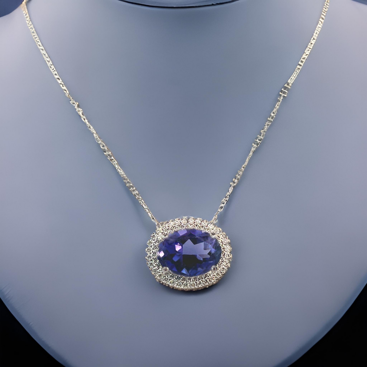 Natural Tanzanite Diamond Necklace 17" 14k Gold 12.49 TCW Certified $5,950 308486