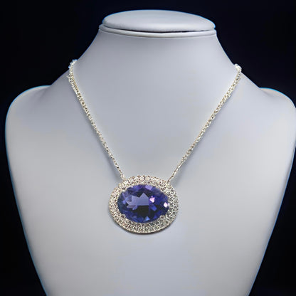 Natural Tanzanite Diamond Necklace 17" 14k Gold 12.49 TCW Certified $5,950 308486