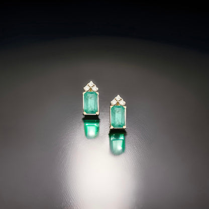 Natural Emerald Diamond Earrings 14k Yellow Gold 1.69 TCW Certified $2,950 121255