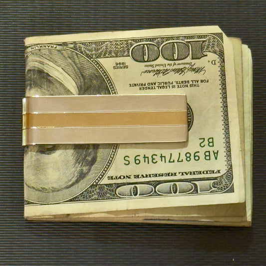 Tiffany & Co Money Clip 18 KT Gold + Sterling Silver Estate TIF912