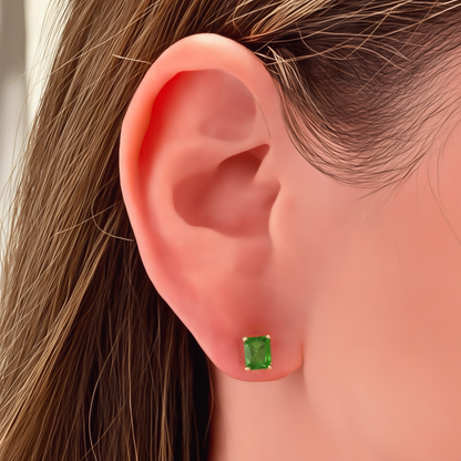 Natural Emerald Stud Earrings 14k Yellow Gold 1.70 TCW Certified $3,490 215623