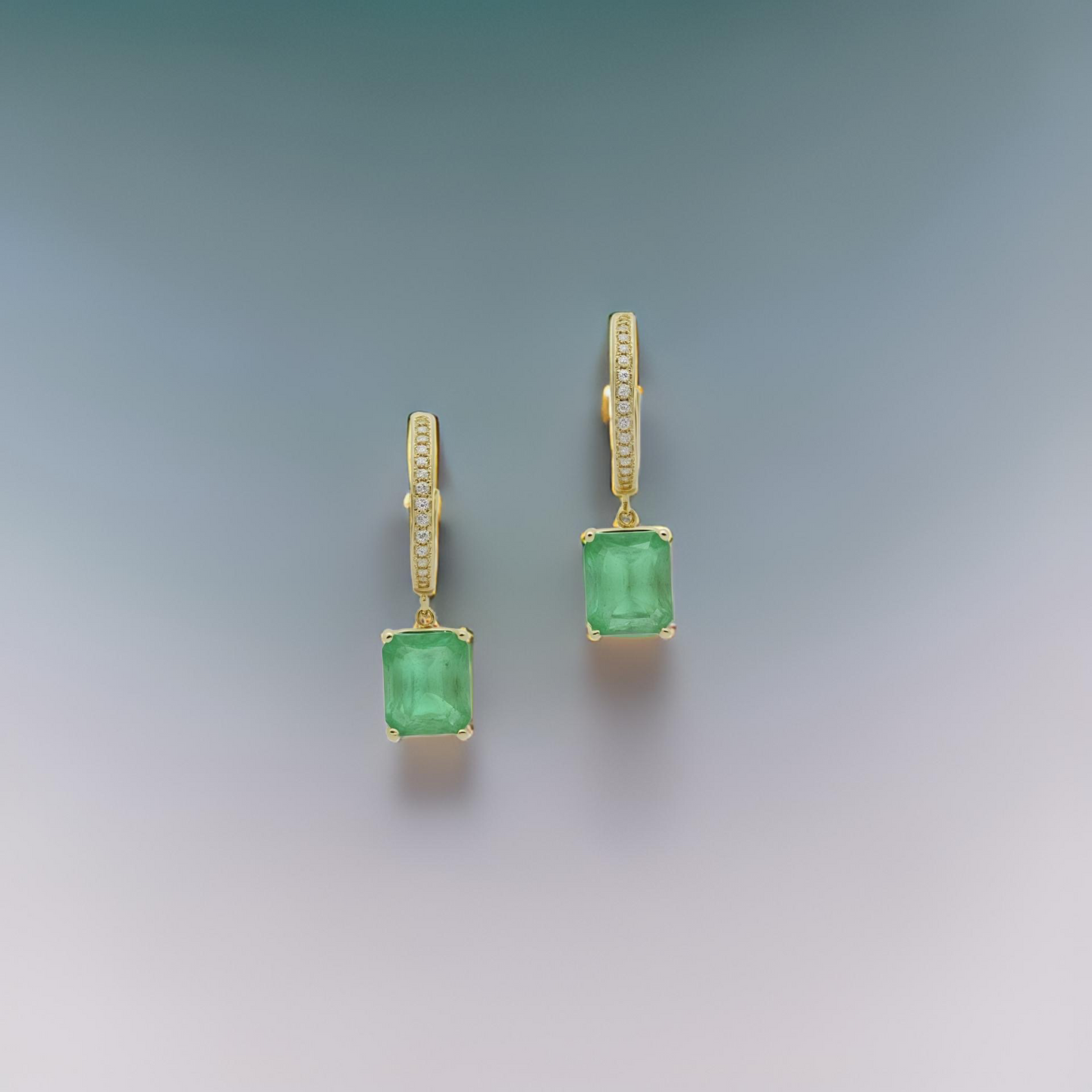 Natural Emerald Diamond Earrings 14k Yellow Gold 3.56 TCW Certified $4,975 114424