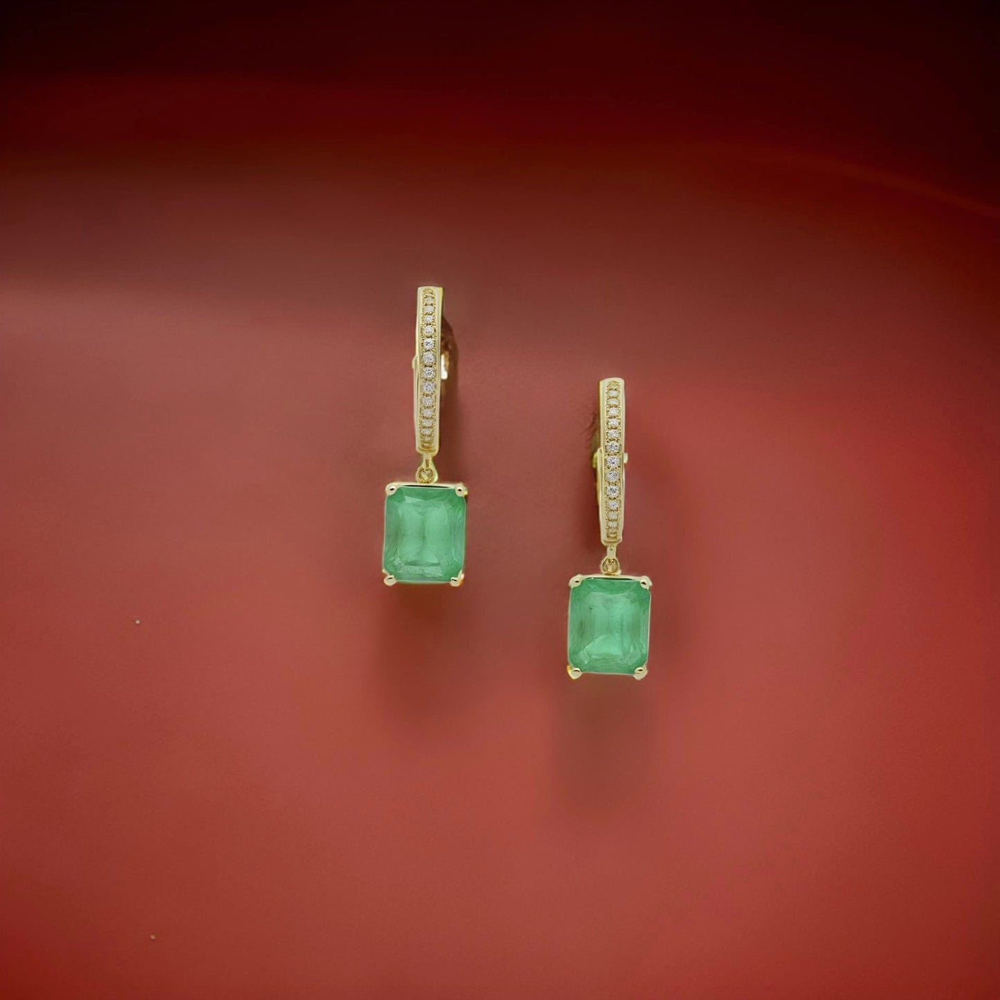 Natural Emerald Diamond Earrings 14k Yellow Gold 3.56 TCW Certified $4,975 114424