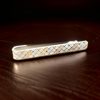 Tiffany & Co Estate Money Clip Tie Pin Sterling Silver + 14K Gold TIF775