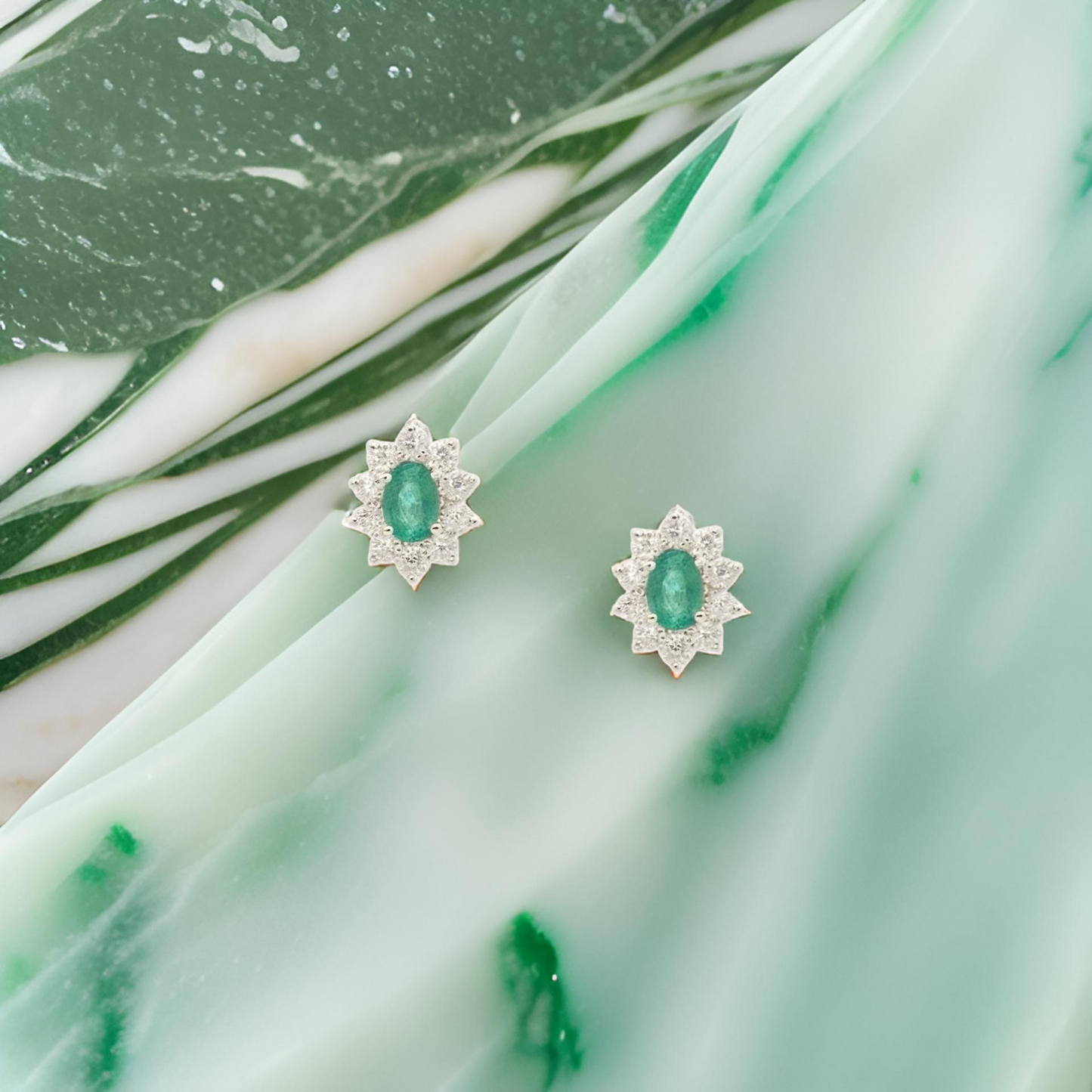 Natural Emerald Diamond Earrings 14k White Gold 2.4 TCW Certified $4,950 219218