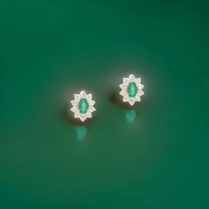 Natural Emerald Diamond Earrings 14k White Gold 2.4 TCW Certified $4,950 219218