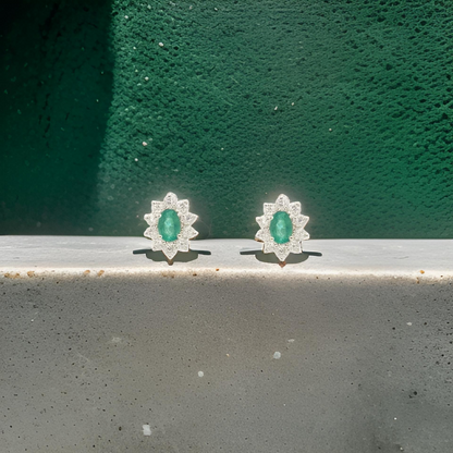Natural Emerald Diamond Earrings 14k White Gold 2.4 TCW Certified $4,950 219218