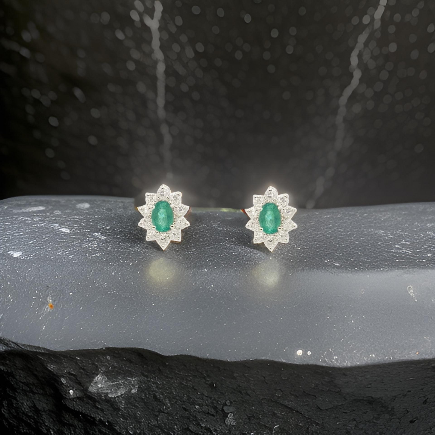 Natural Emerald Diamond Earrings 14k White Gold 2.4 TCW Certified $4,950 219218