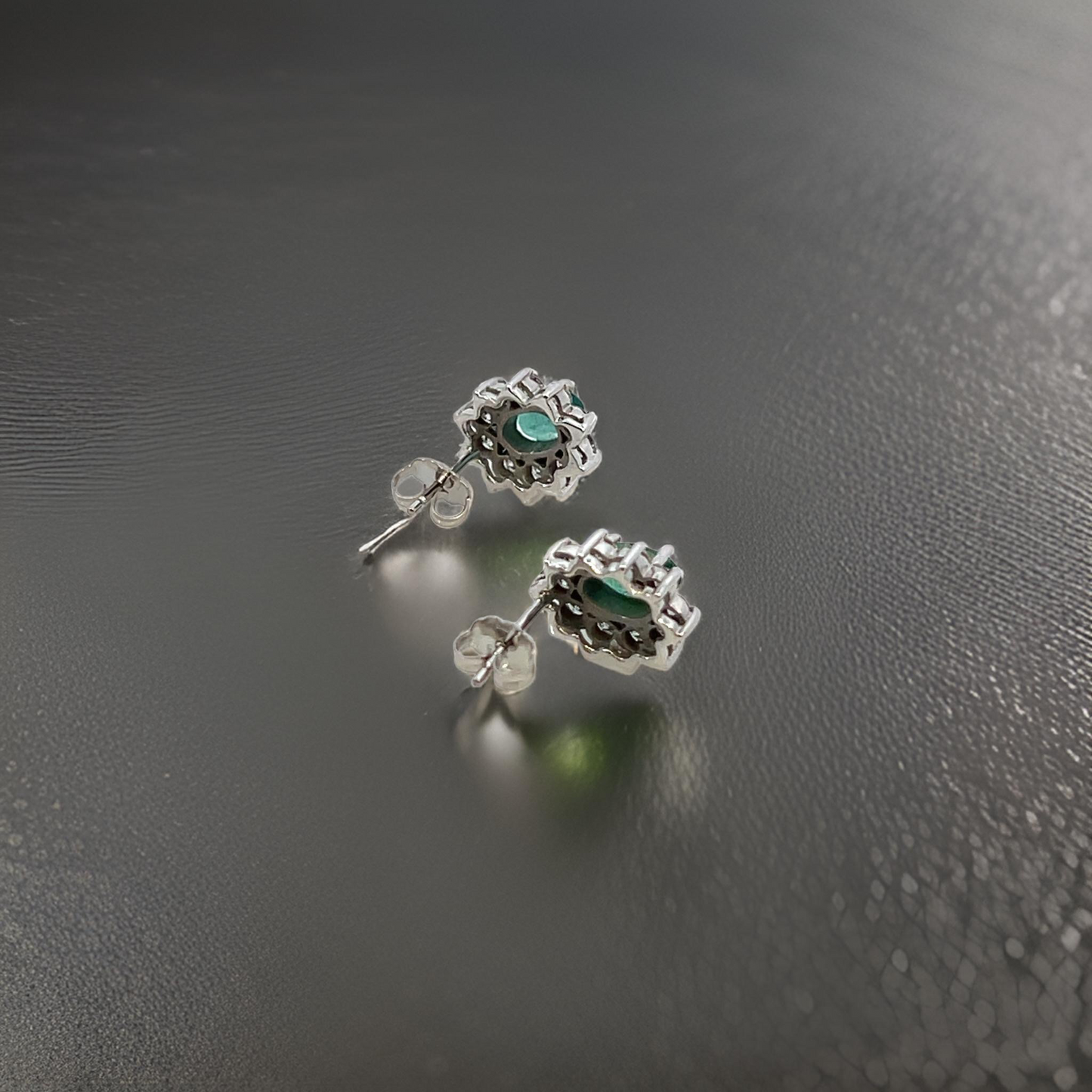 Natural Emerald Diamond Earrings 14k White Gold 2.4 TCW Certified $4,950 219218