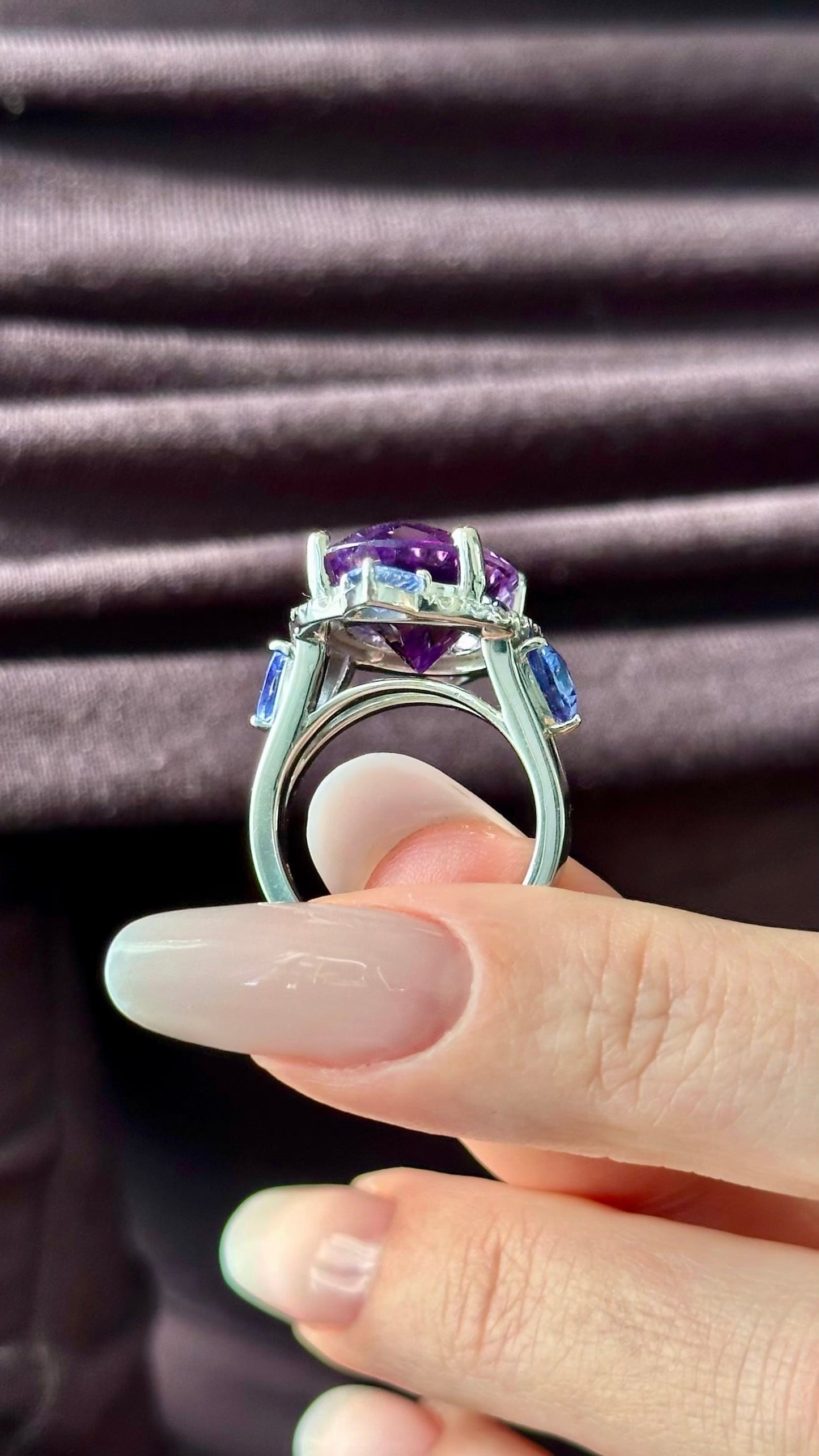 Natural Amethyst Tanzanite Diamond Ring Size 6.5 14k Gold 14.3 TCW Certified $5,950 508589