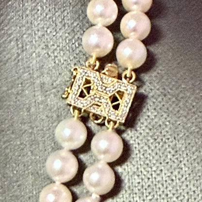 Akoya Pearl Diamond Necklace 17" 6.34 mm 18k Gold Estate Certified $5,950 502914