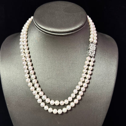 Akoya Pearl Diamond Necklace 17" 6.09 mm 14k Gold Estate Certified $6,450 502912