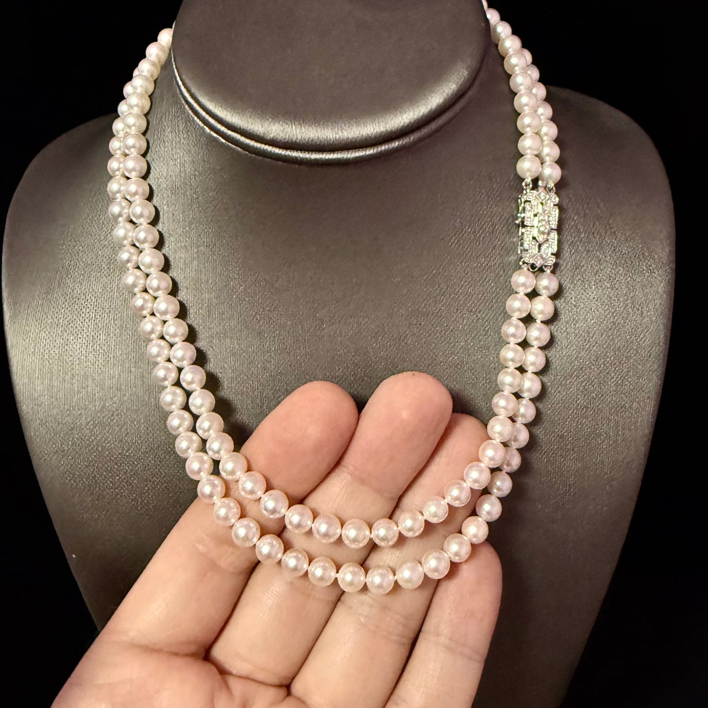 Akoya Pearl Diamond Necklace 17" 6.09 mm 14k Gold Estate Certified $6,450 502912