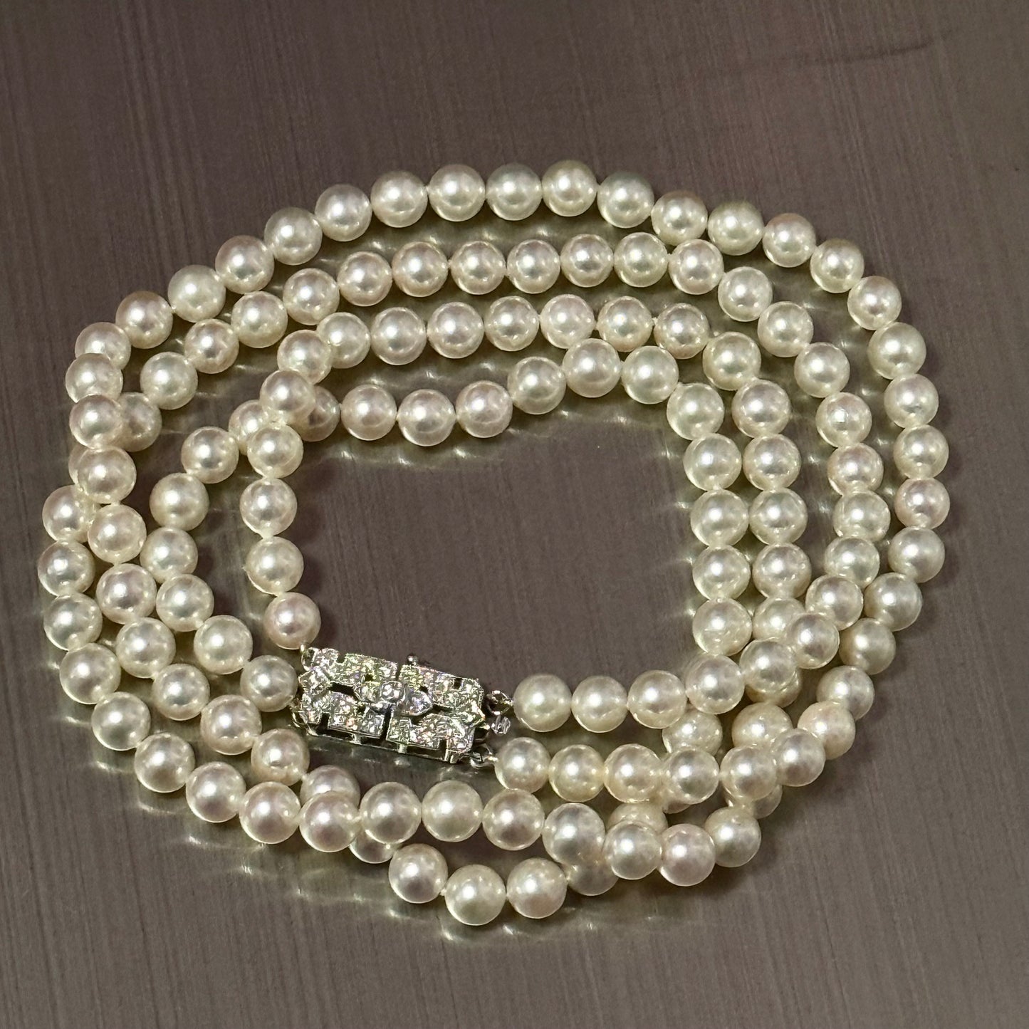Akoya Pearl Diamond Necklace 17" 6.09 mm 14k Gold Estate Certified $6,450 502912