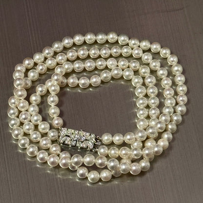Akoya Pearl Diamond Necklace 17" 6.09 mm 14k Gold Estate Certified $6,450 502912