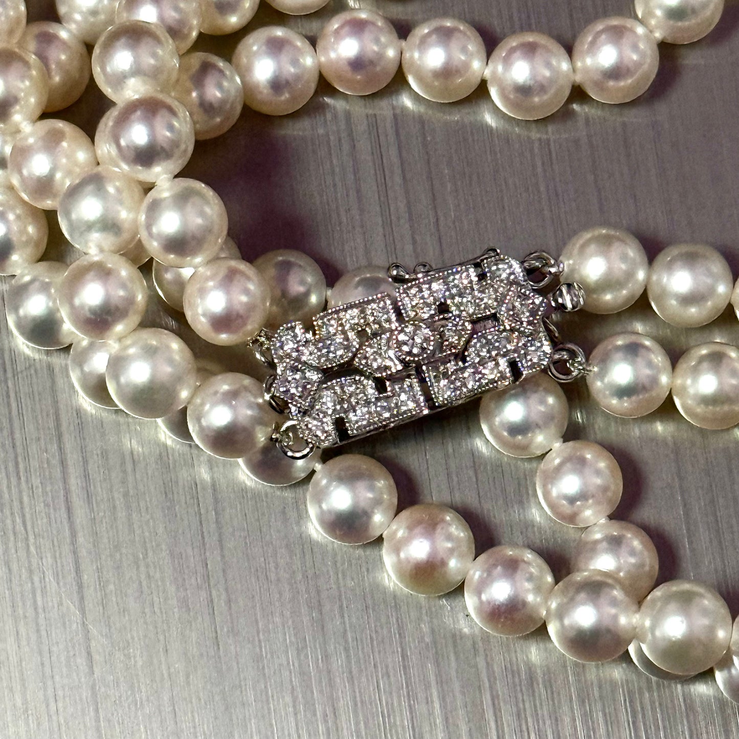 Akoya Pearl Diamond Necklace 17" 6.09 mm 14k Gold Estate Certified $6,450 502912