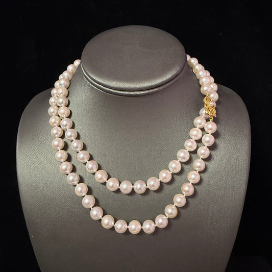 Mikimoto Akoya Pearl Necklace 33.5" 9 mm 18k Gold Estate Certified $19,410 M19410