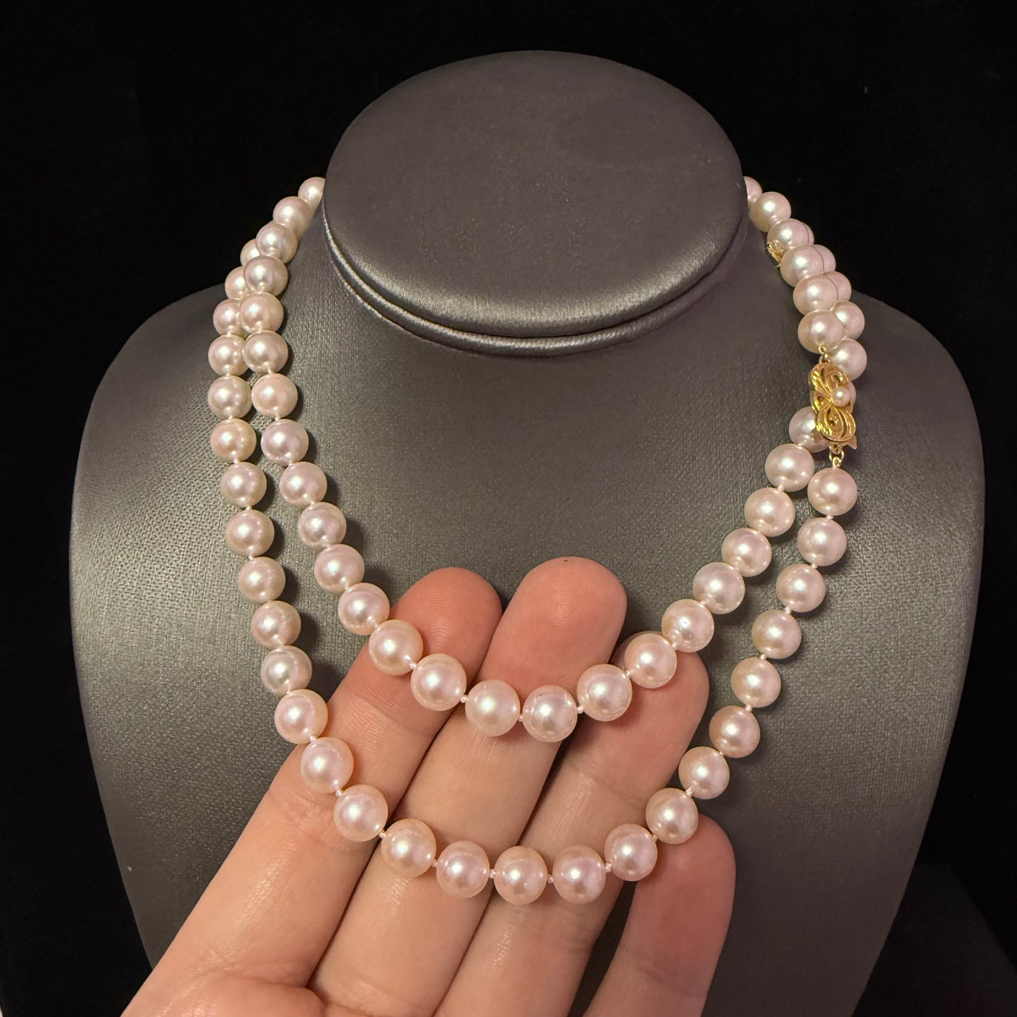 Mikimoto Akoya Pearl Necklace 33.5" 9 mm 18k Gold Estate Certified $19,410 M19410