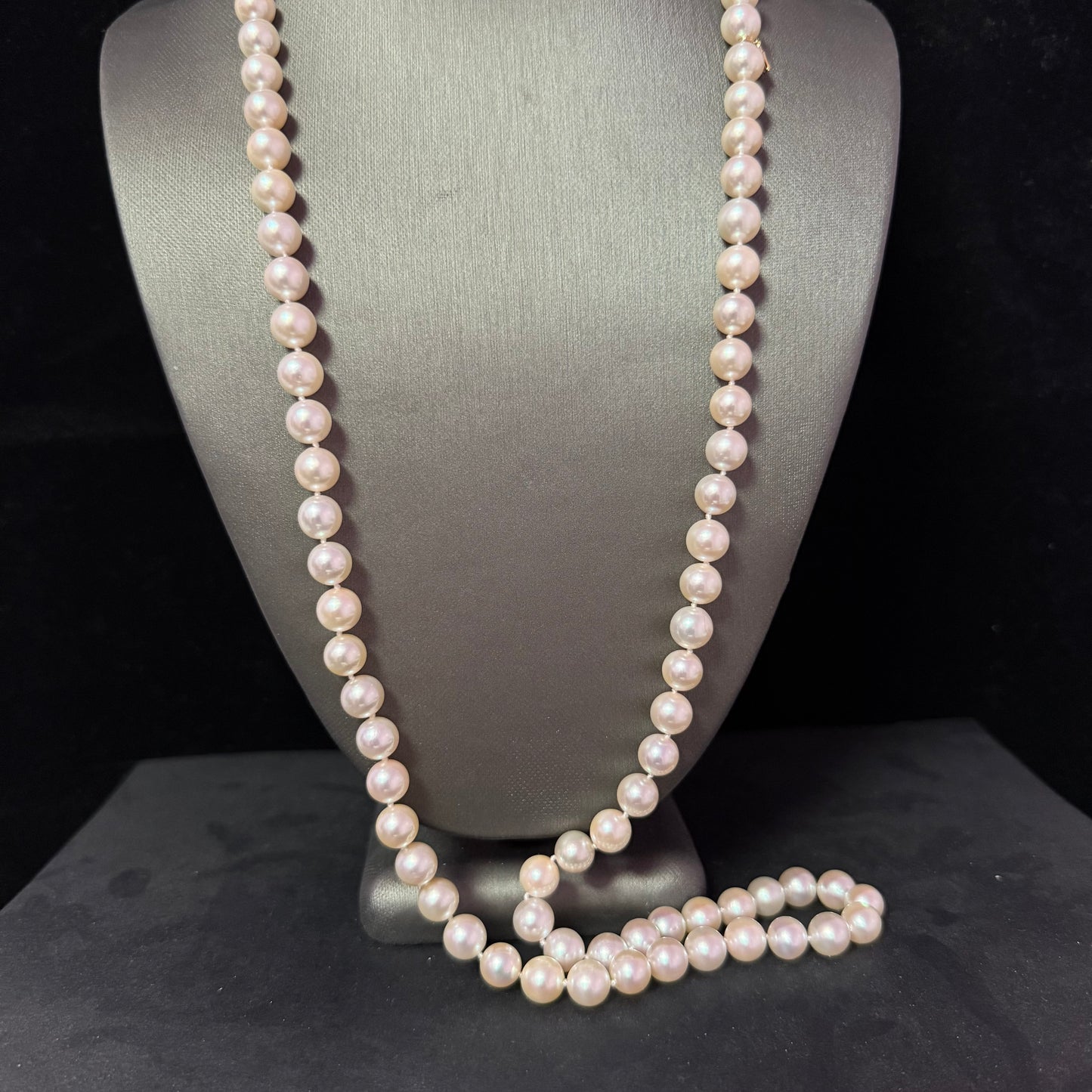 Mikimoto Akoya Pearl Necklace 33.5" 9 mm 18k Gold Estate Certified $19,410 M19410