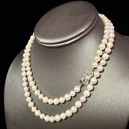 Mikimoto Akoya Pearl Necklace 31" 7 mm Silver Clasp Estate M449