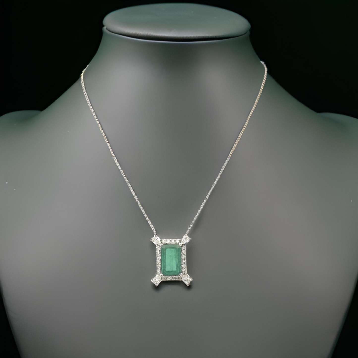 Natural Emerald Diamond Necklace 18" 14k Gold 6.04 TCW Certified $14,950 310645