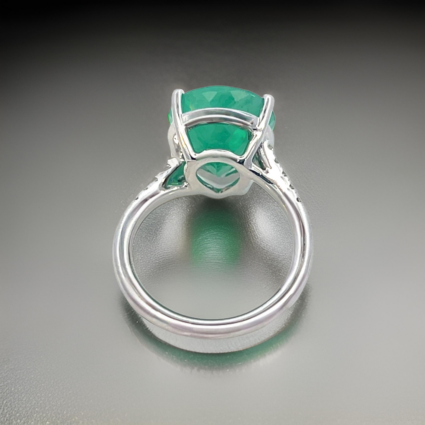 Natural Emerald Diamond Ring Size 7 14k White Gold 7.17 TCW Certified $4,975 401576