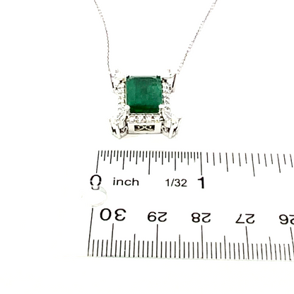 Natural Emerald Diamond Necklace 18" 14k Gold 6.04 TCW Certified $14,950 310645