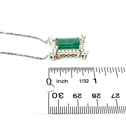 Natural Emerald Diamond Necklace 18" 14k Gold 6.04 TCW Certified $14,950 310645