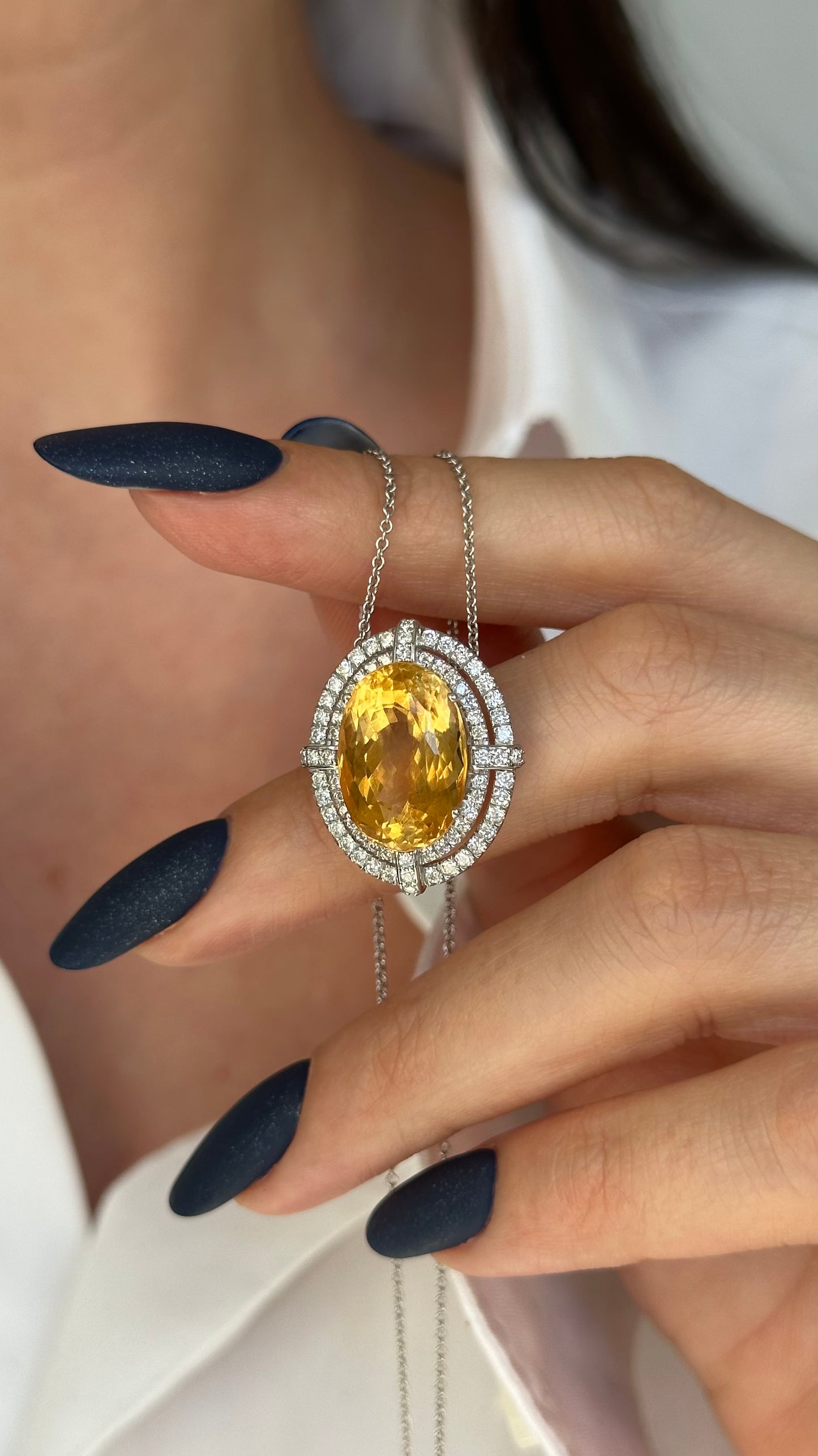 Natural Citrine Diamond Necklace 14k Gold 11.93 TCW Certified $5,950 409156