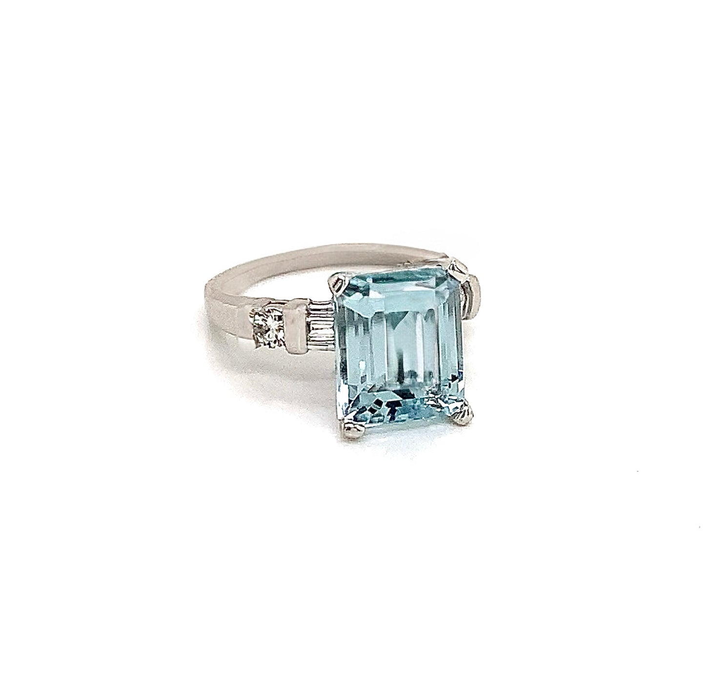 Natural Aquamarine Diamond Ring 6.25 Platinum 5.3 TCW Certified $4,950 018638