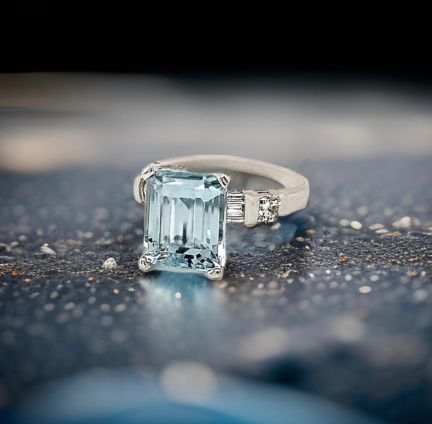 Natural Aquamarine Diamond Ring 6.25 Platinum 5.3 TCW Certified $4,950 018638