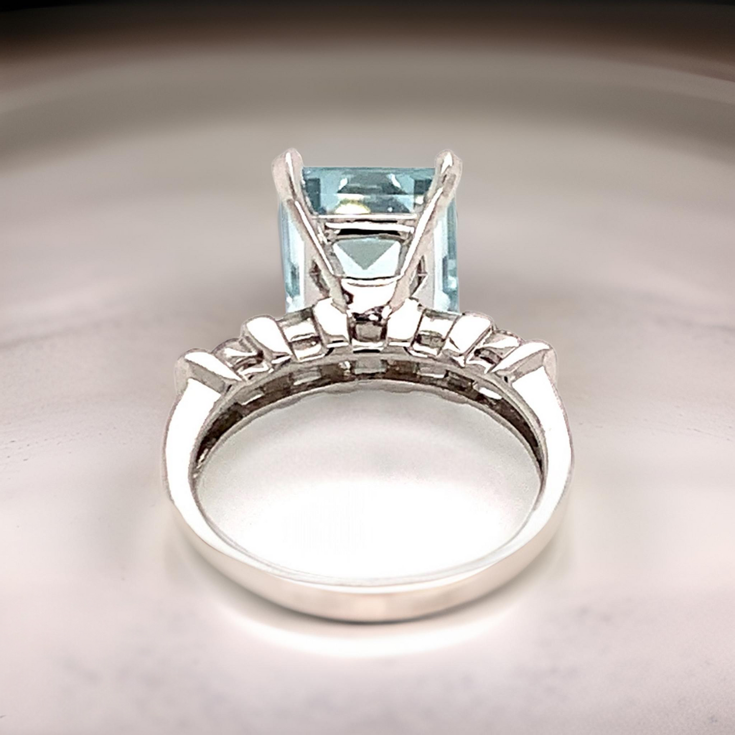 Natural Aquamarine Diamond Ring 6.25 Platinum 5.3 TCW Certified $4,950 018638