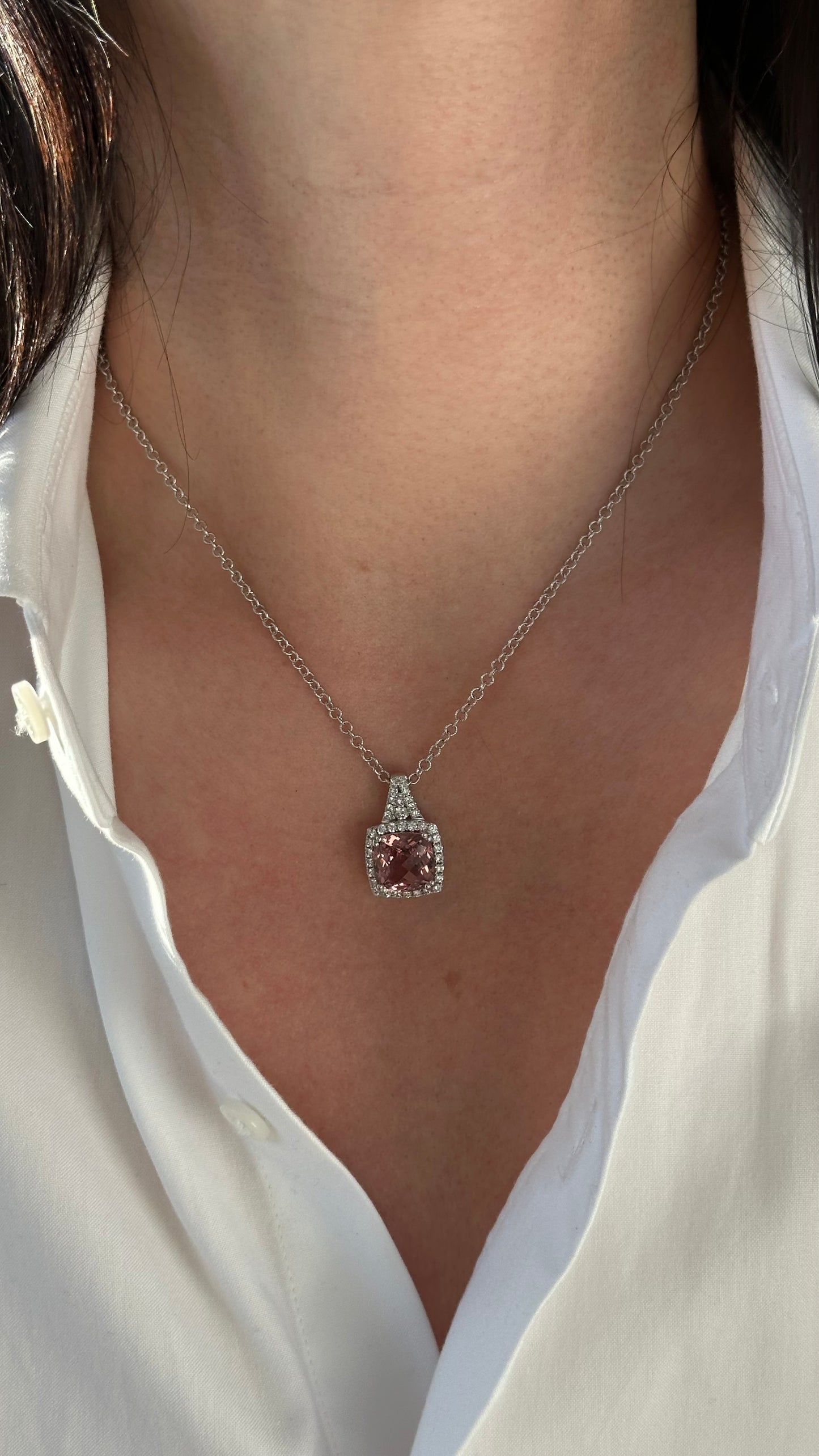 Diamond Rubellite Tourmaline Necklace 5.47 CT 18k Gold Certified $5,590 921150