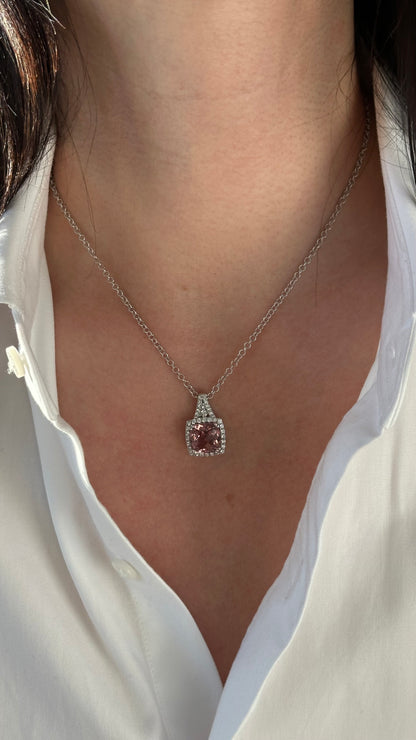 Diamond Rubellite Tourmaline Necklace 5.47 CT 18k Gold Certified $5,590 921150