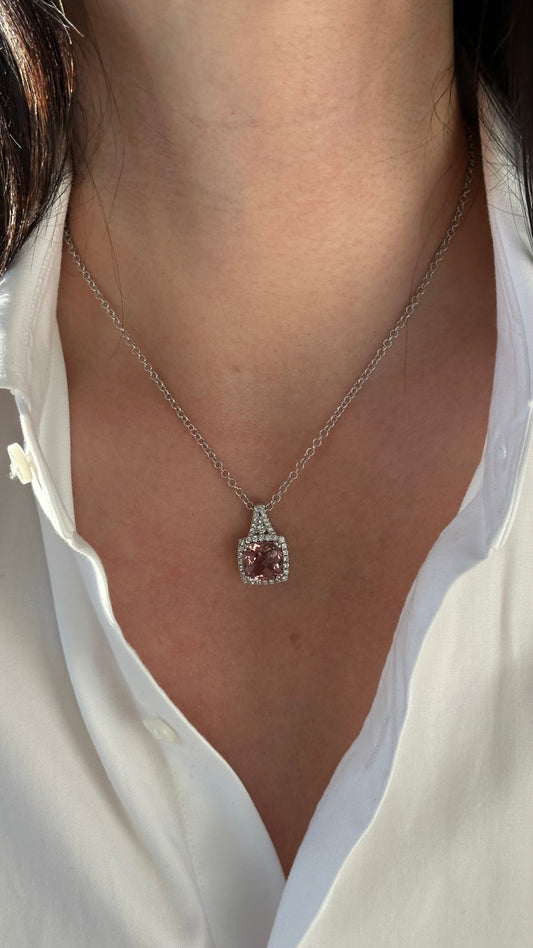 Diamond Rubellite Tourmaline Necklace 5.47 CT 18k Gold Certified $5,590 921150