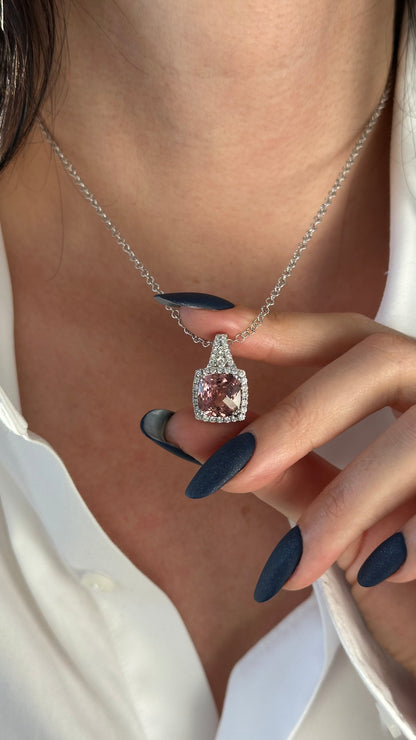 Diamond Rubellite Tourmaline Necklace 5.47 CT 18k Gold Certified $5,590 921150