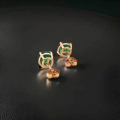 Natural Emerald Stud Earrings 14k Yellow Gold 1.95 TCW Certified $3,590 210742