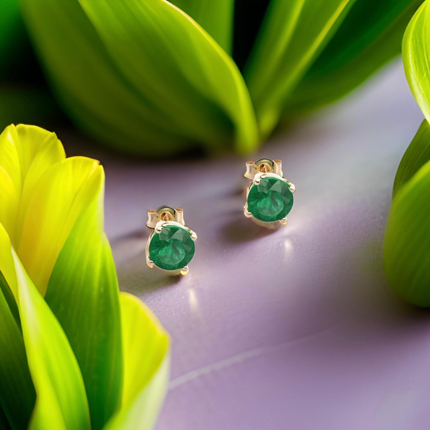 Natural Emerald Stud Earrings 14k Yellow Gold 1.95 TCW Certified $3,590 210742