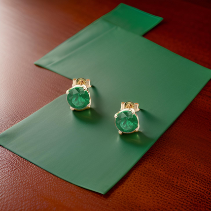 Natural Emerald Stud Earrings 14k Yellow Gold 1.95 TCW Certified $3,590 210742