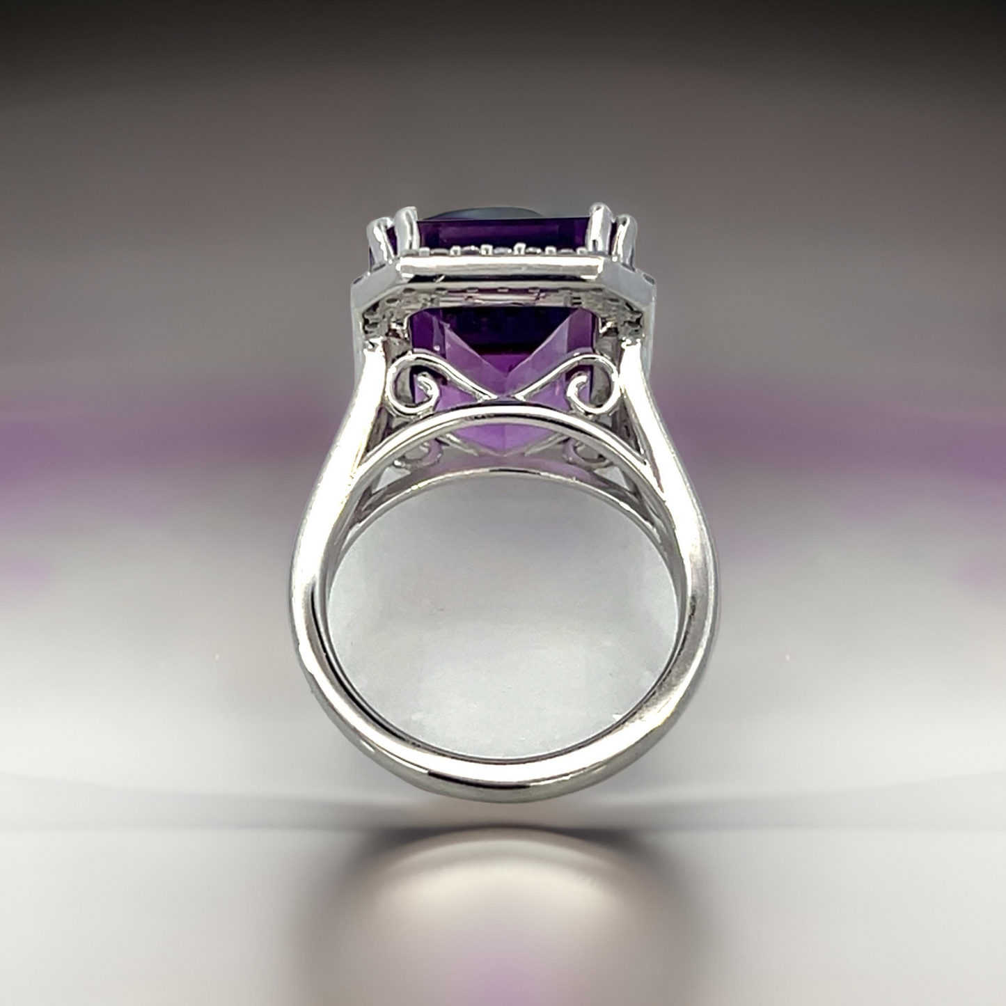 Natural Amethyst Diamond Ring 14k White Gold 12.48 TCW Certified $4,950 409159