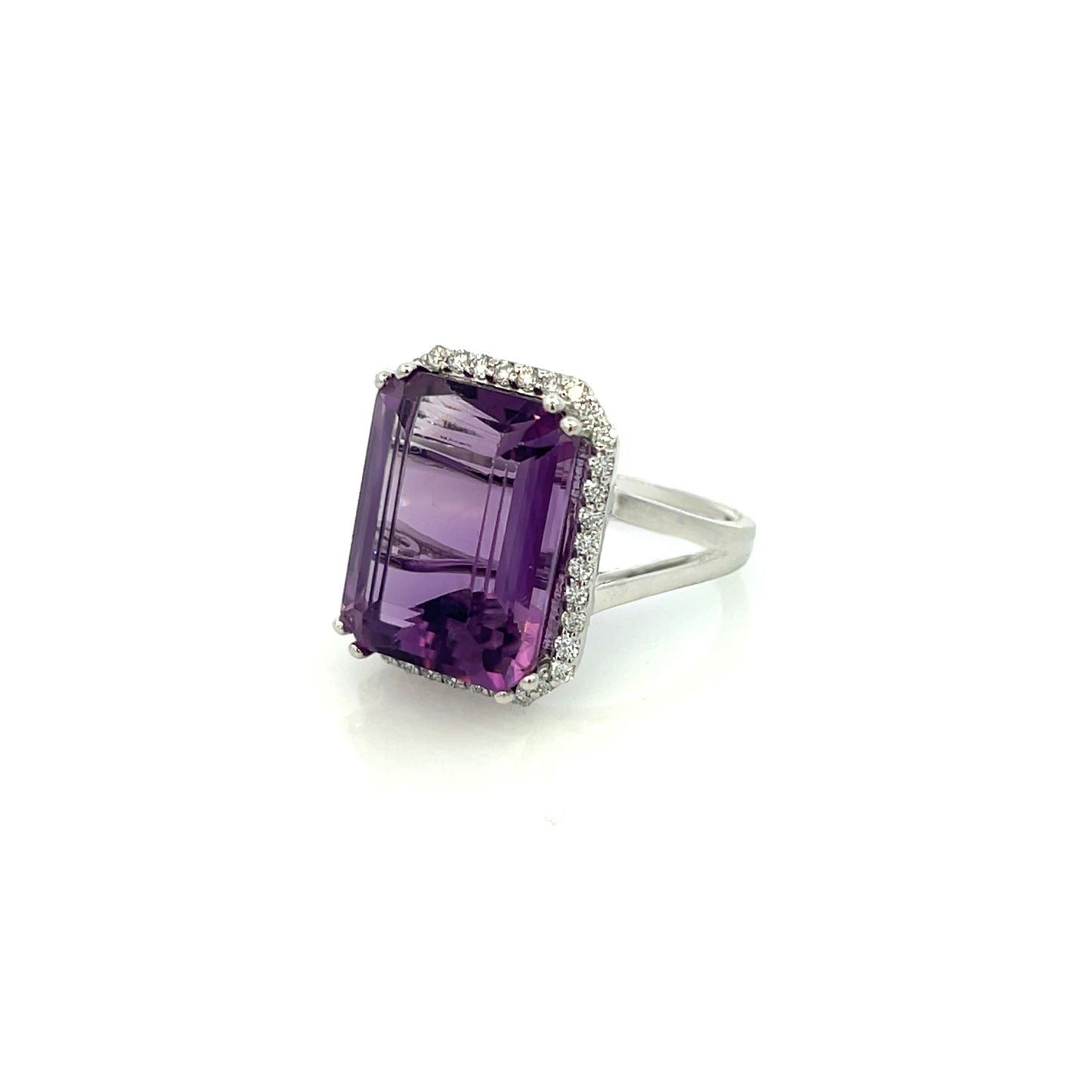 Natural Amethyst Diamond Ring Size 6.5, 14k Gold 12.48 TCW Certified $4,950 409159