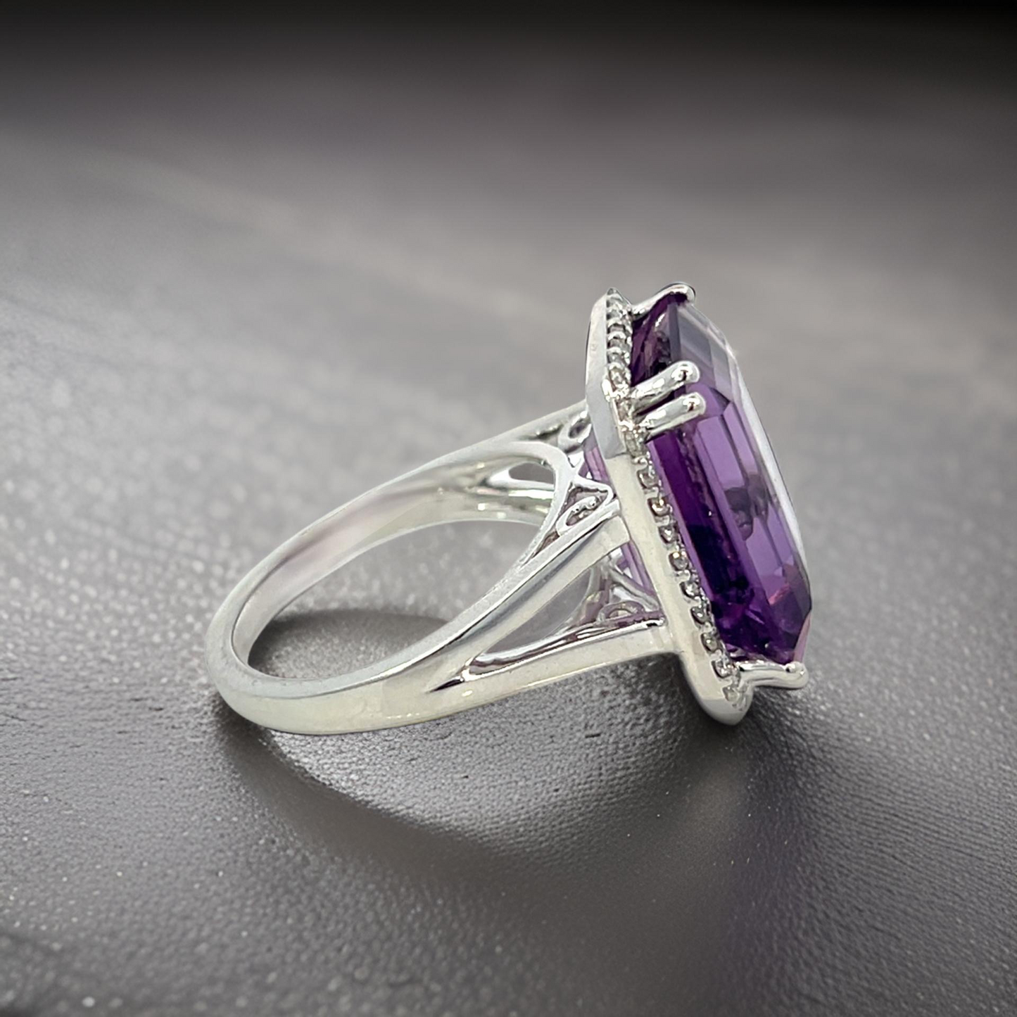 Natural Amethyst Diamond Ring Size 6.5, 14k Gold 12.48 TCW Certified $4,950 409159