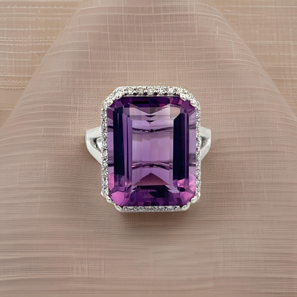 Natural Amethyst Diamond Ring Size 6.5, 14k Gold 12.48 TCW Certified $4,950 409159