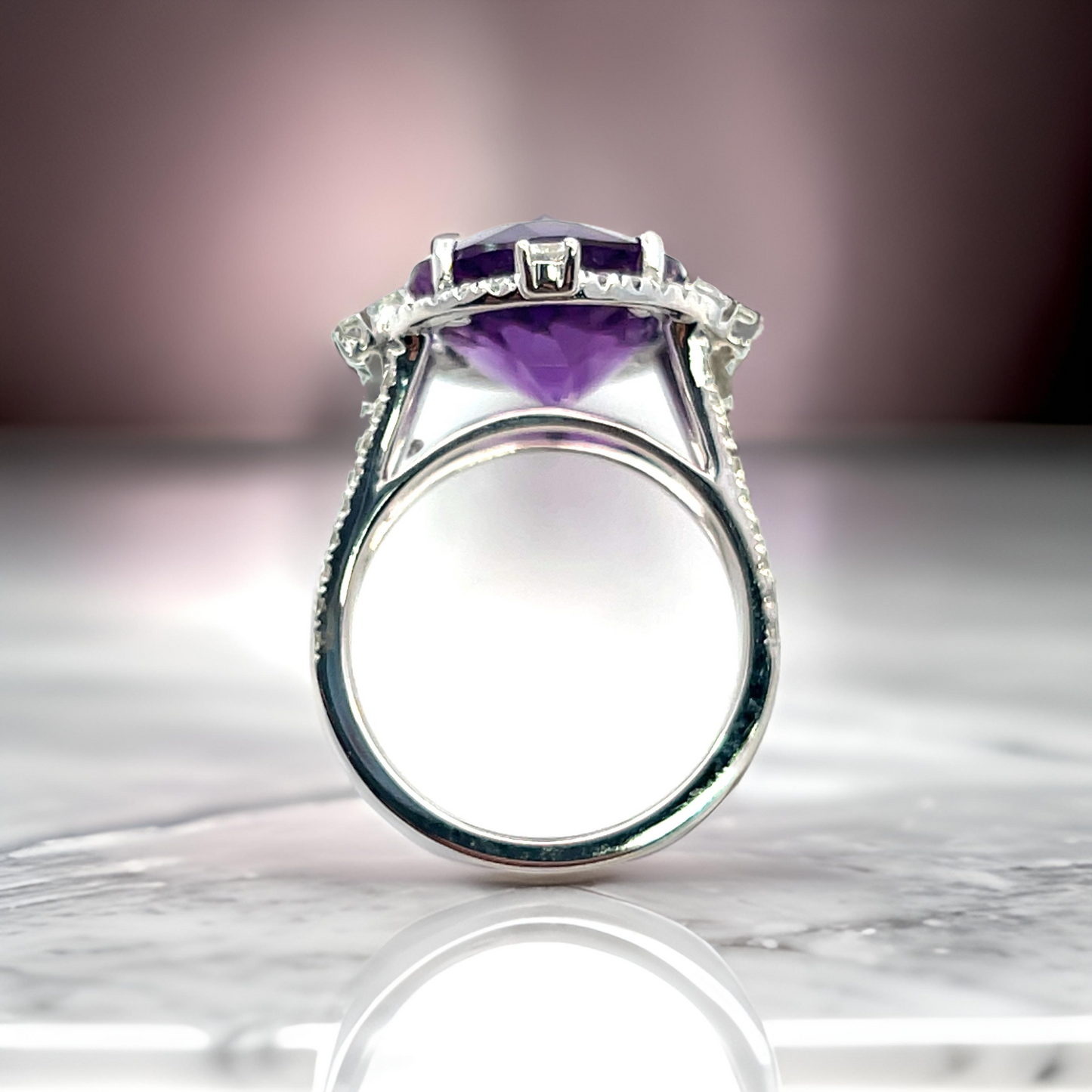 Natural Amethyst Diamond Ring Size 6.5, 14k Gold 8.83 TCW Certified $4,950 409157