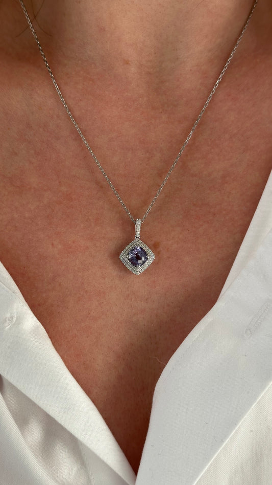 Diamond Sapphire Necklace 2.32 TCW 18k Gold Women Certified $4,950 921152