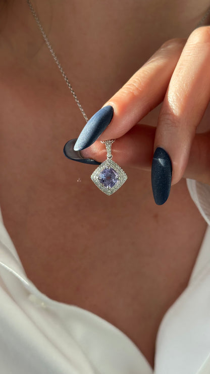 Diamond Sapphire Necklace 2.32 TCW 18k Gold Women Certified $4,950 921152